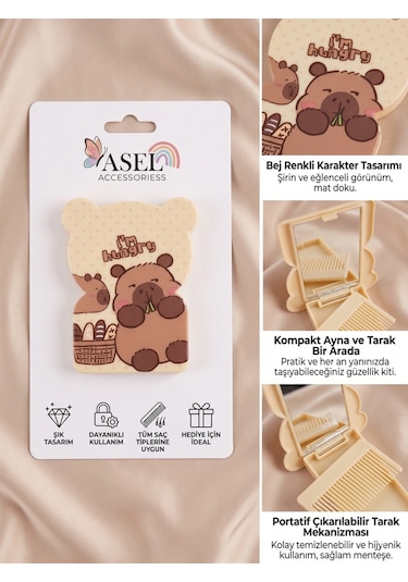 Katlanabilir Cep Aynası Ve Çıkarılabilir Mini Tarak Seti
