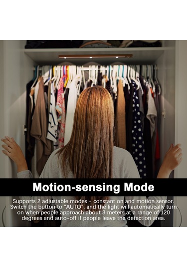 Fosenze 40cm Ultra İnce Kedi Gözü Lambası - Akıllı Vücut Algılama, 3 Renk Tonu, 3 Parlaklık Seviyesi, Sürekli Açık/algılama Modları, 900mah Pil, Mıknatıslı Kurulum, Gümüş Gümüş