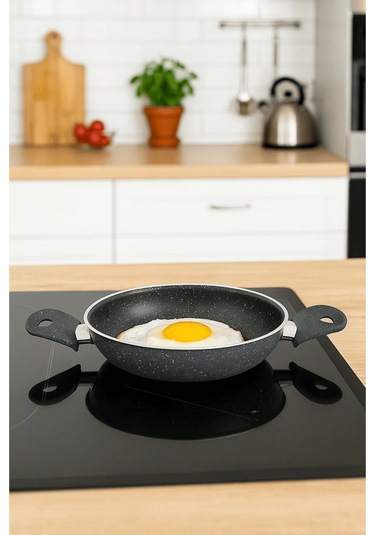 Granit 3 Lü Sahan Seti Yapışmaz Çift Kulplu Gri Sahan 20/22/24 Cm Gri
