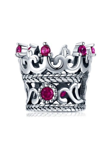 S925 Ayar Gümüş Kırmızı Taç Boncuk Dıy Bilezik Aksesuarları Çok Renkli