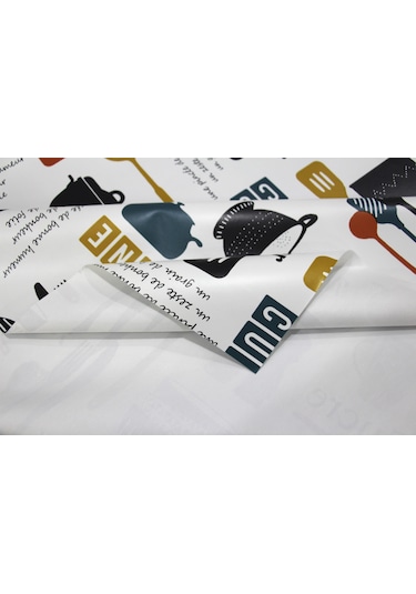 Astarlı Silinebilir Pvc Muşamba Masa Örtüsü 8276-1-beyaz