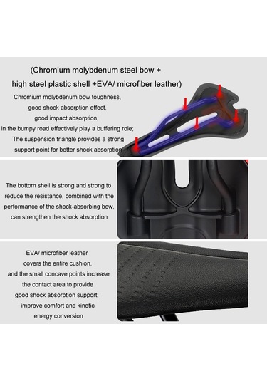 Sones Toseek Dağ Bisikleti Sele Yol Bisikleti Koltuk Aksesuarları, Renk: Siyah Kırmızı