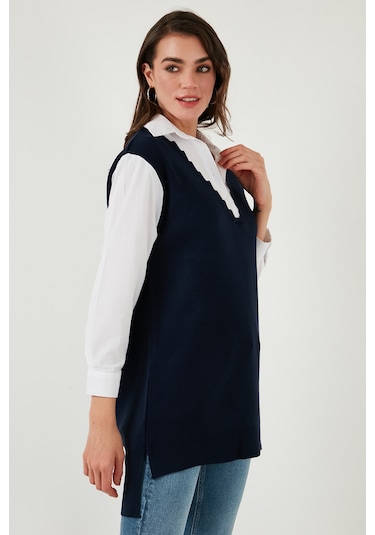 Lela Modest Standart Fit Gömlek Yaka Tesettür Triko Bayan Tunik 4612148 Lacivert Lela Modest Standart Fit Gömlek Yaka Tesettür Triko Bayan Tunik 4612148 Lacivert