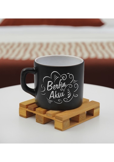 Bk Gift Kişiye Özel İsimli Siyah Renkli Middle Çay & Kahve Fincanı-6, Arkadaşa Hediye, Sevgiliye Hediye, Doğum Günü Hediyesi Kobitmeyencom32559 Bk Gif