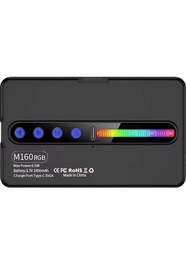 Neevoyu M160 Yeni Rgb Renkli Işık Paneli - 138 Led, 2700k-6500k, 95+ Crı, 1800mah Pil, 120 Açı, Klips Ve Usb-c Siyah