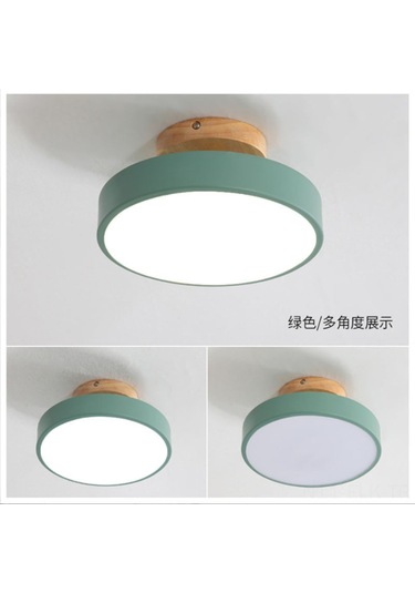 Xindoker Gri Ahşap Tavan Lambası - 18 Cm, Üç Renk Işık, Koridor/şemsiye/ Balkon, Modern Minimalist Tasarım Gri