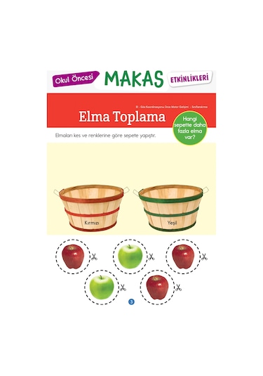 Okul Öncesi Makas Etkinlikleri Kes Yapıştır Oyna 1. Seviye - Dikkat Atölyesi Yayınları