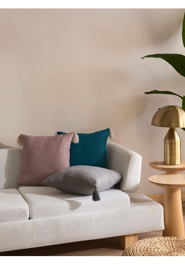 Urban Drift Püskül Detaylı 3'lü Kırlent Kılıf Seti Gri