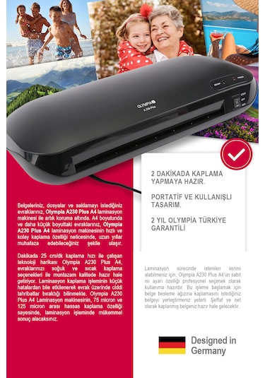 Olympia A230 Plus 4in1 Set Laminasyon Makinesi A4