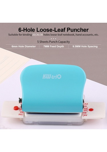 Aubyhe Kw-trio 6 Delikli El Puncher, 6mm Çap, 5 Yaprak Kapasitesi, Pembe Renkli, Metal+abs, Defter Ve Kağıt Delme Aleti Pembe