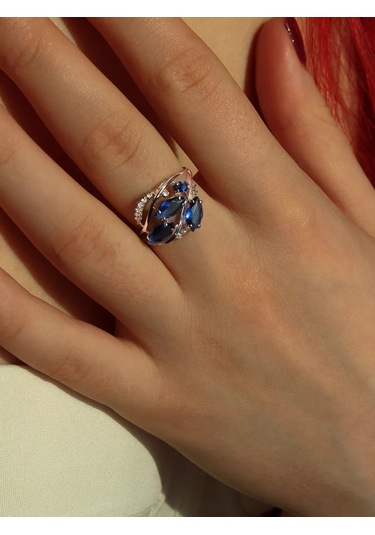 Lapshov Safirli Gümüş Yüzük 11221111 Mavi