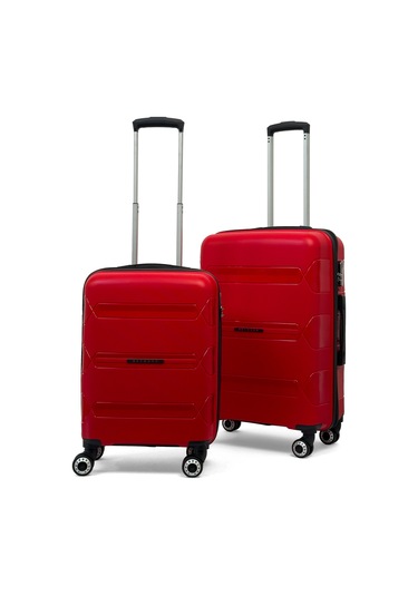 Lucas Polipropilen Kırılmaz Valiz, Kabin Boy&orta Boy Kırmızı