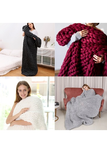 Sones Moda El Yapımı Polyester Battaniye, Boyut: 80x100cm Gri