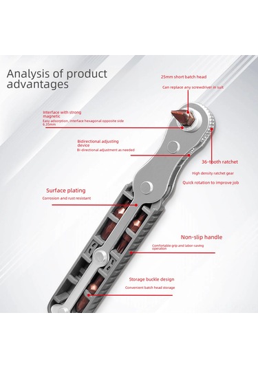 Aubyhe Toptan Çift Yönlü Ratchet Tornavida Seti, Çok Fonksiyonlu, Eşik Tipi, Ev Kullanıma Uygun, Kaymazsız Kolu, Mini Uçlar Sarı