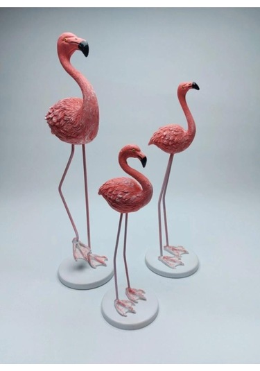 Metal Ayaklı 3 Lü Flamingo Pembe