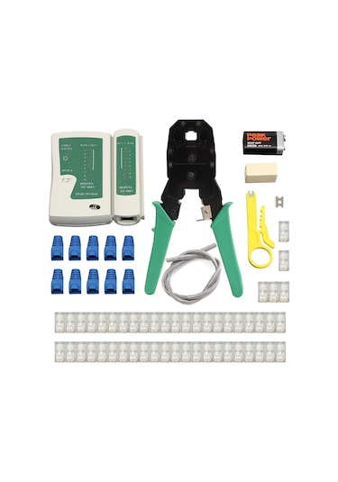 Aubyhe Rj45 Ağ Kesici-bükücü Seti: 4/6/8 Kutup Bağlayıcılar İçin, Rj11/rj45 Uyumlu, Manyetik Açık, 9v Pil Dahil Test Aleti Ve Bağlayıcılar İle Yeşil