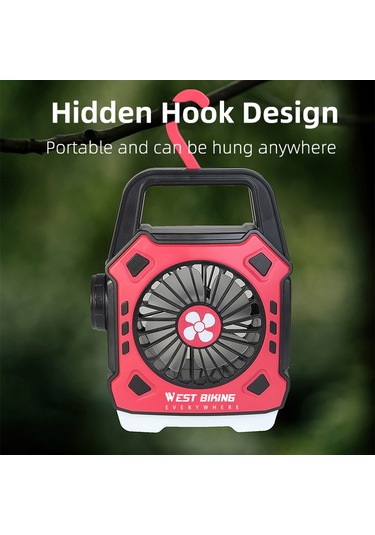 West Biking Çok Fonksiyonlu Kamp Fanı Açık Taşınabilir Işık Hızlı Kırmızı Kızıl