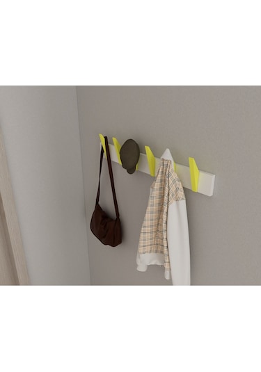 Hepsi3boyutlu Modern Duvar & Kapı Kanca Askılık - 6 Adet Sarı Kanca Askılık - Model No : 4 Sarı