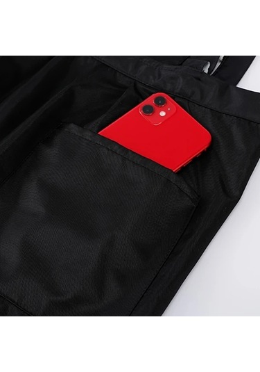 Dashanshop Siyah 1 Adet Moda Prenses Tarzı Önlük - Çift Cep Rüşvet Detay Hello Baskı Polyester