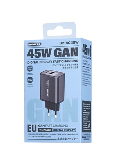 Ebitda Remax U2-ac45w 45w Type-c 30w Usb-a Adaptör Dijital Ekran Hızlı Şarj