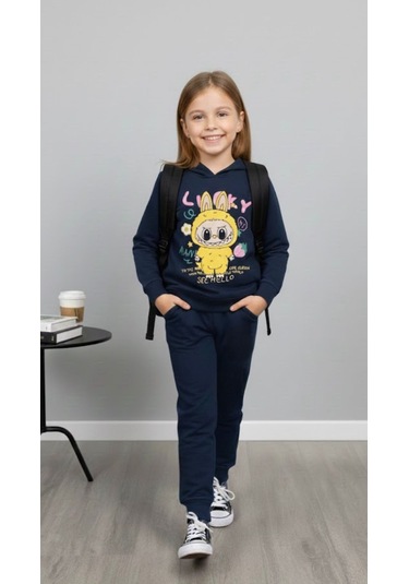 Baskılı Kız Çocuk Eşofman Takım - 6/10 Yaş - 31573 Lacivert
