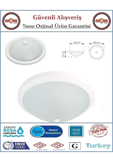 Netelsan Tavan Armatürü - Soft Camlı - Sensörsüz - Tek Duylu Cam - Beyaz