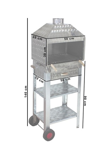 Metehan MTH-117 Davlumbazlı - Bacalı - Çekmeceli - Lama Izgaralı - İki Tekerlekli Mangal