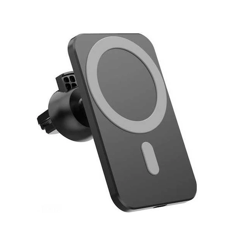 Fastbuy İphone 12 İçin 15w Manyetik Kablosuz Şarj, Vantili Tutucu, 360 Döner, Tek Elle Kullanım, Siyah