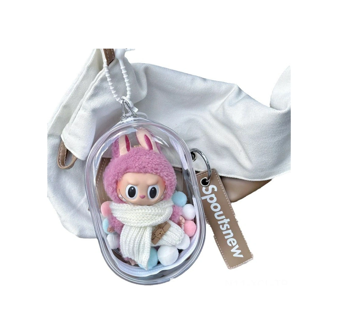 Konesam Labubu Bebek Çantası: 10-15cm Pelüş Oyuncaklar İçin Taşıma Ve Korumalı Depo Çantası, Toz Ve Güneşten Koruma Şeffaf