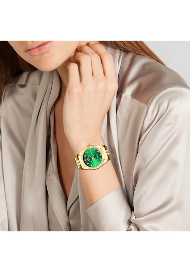 Springsun Kadınlar Klasik Kuvars Saat, Paslanmaz Çelik Kordon, Parlak İşaretçiler, 30m Su Geçirmez, Yeşil Dial, Günlük Ve İş Giyimi Altın - Beyaz