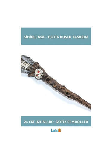 Polyester Sihirli Asa Büyülü Kuş Figürü Gotik Tasarım 24 Cm Aksesuar 1 Adet
