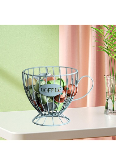 Suntek Kahve Kapsül Düzenleyici Depolama Sepeti Ekran Ev Dekoru Mavi