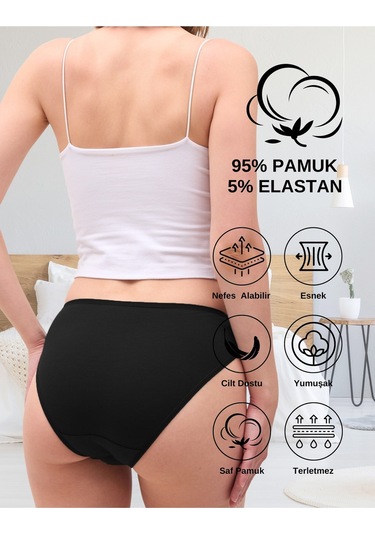 Alya Underwear Kadın Pamuklu Hipster - Slip Külot 5 Farklı Renk 1 Pakette Multicolor-x20