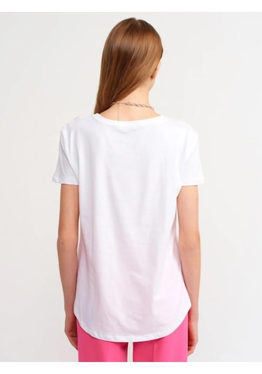 Dilvin Bisiklet Yaka Basic T-shirt Beyaz 001