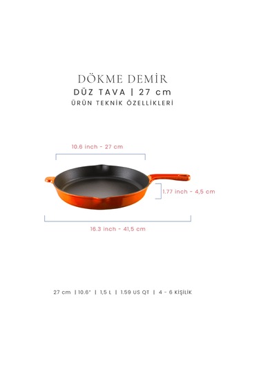 Voeux 27 Cm Düz Tava - Turuncu