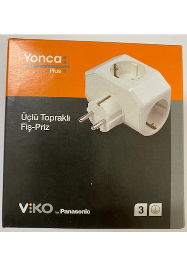 Viko Yonca Plus Beyaz Üçlü Topraklı Priz Golyat Fişli