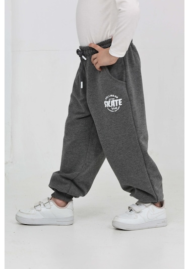 Toontoy Erkek Çocuk Skate Baskılı Eşofman Alt Antrasit Melanj