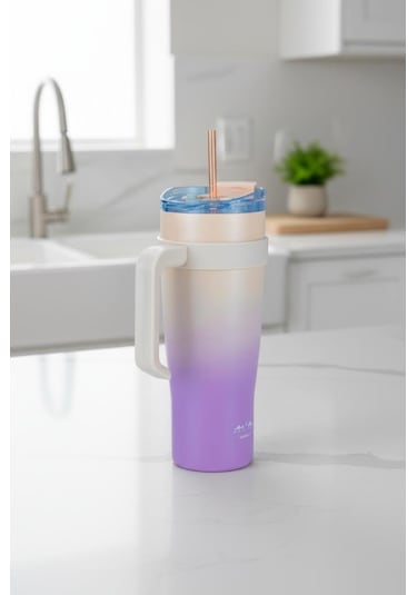 Bambum Horizon - Pipetli Termos Bardak Pembe 1000ml Pembe