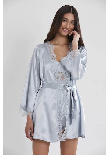 Pierre Cardin 2490 Bayan Sabahlıklı Saten Şort Takım Mist