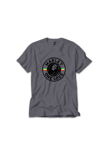 Bob Marley One Love Gri Tişört Gri