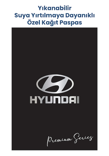 Yıkanabilir Hyundai Oto Paspas Kağıdı Siyah Gümüş Baskı 50 Adet