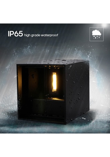 Youtek 12w Ip65 Su Geçirmez Dış Mekan Duvar Lambası, Ac85-265v Aluminyum Gövde, Işığını Ayarlayabilir, Siyah Kasa, Islak Beyaz Işık Siyah