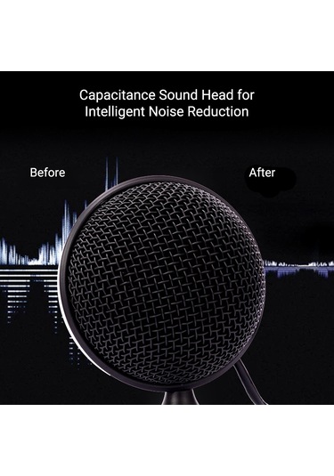 Fosenze Usb Metal Mikrofon Seti - Tüm Yönlü Kondansatör Mikrofon, 360 Derece Ses Alımı, Bilgisayar Toplantıları İçin, Plug & Play, Siyah