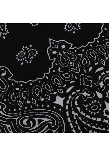 Homyl %100 Pamuk Baskılı Bandana Baş Şal Eşarp Saç Siyah Siyah