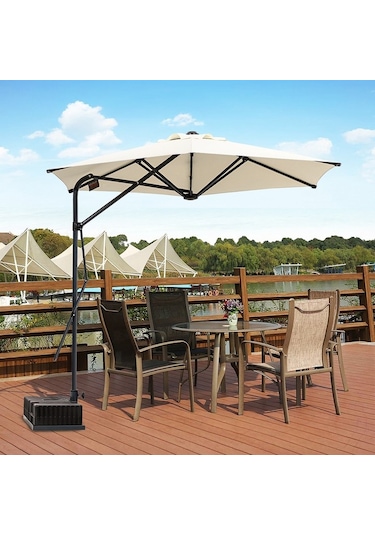Sahra 250/6 Yandan Gövdeli Bahçe Şemsiyesi - Bej Bej