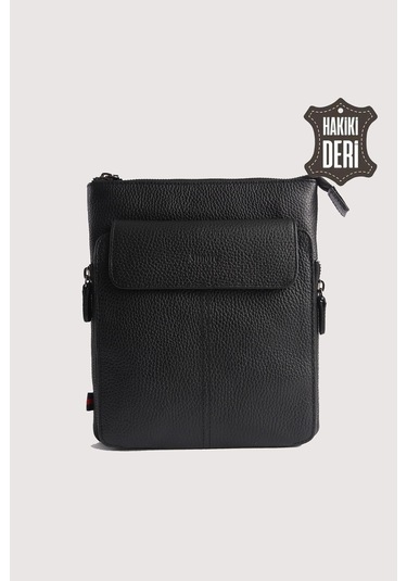 Hakiki Deri Erkek Postacı Çantası Siyah Smr9279 Siyah