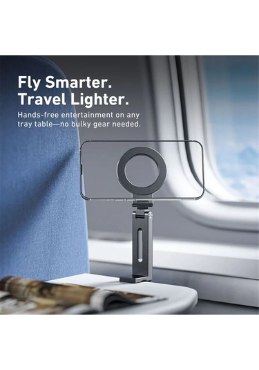 Vkemall Alüminyum Manyetik Telefon Stantı - 360 Döner, Katlanabilir, Ev & Seyahat Kullanıma Uygun, 1/4" Vida Bağı, Taşınabilir Masaüstü Tutucu Gri