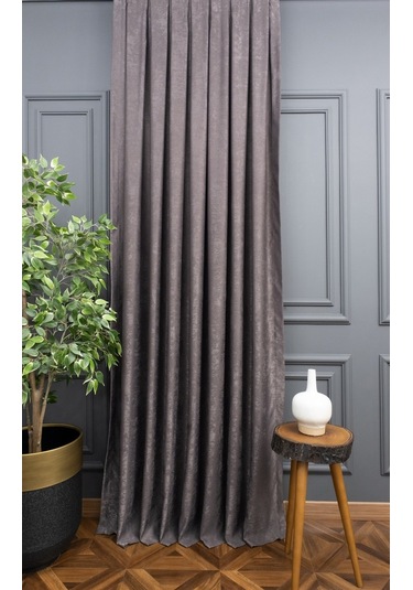 Evdepo Home Soft Koyu Gri Fon Perde Tek Kanat Gri