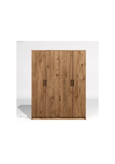 Kardelen Serisi Atlantik Çam 4 Kapaklı 5 Raflı 140 Cm Elbise Dolabı Atlantik Çam