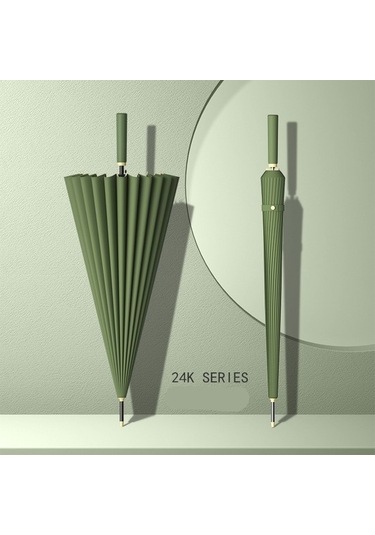 24 Kemikli Uzun Saplı Düz Şemsiye Çift Otomatik Büyük Boy Şiddetli Yağmur Erkek Özel Iş Beyaz - Yeşil 522139 Beyaz - Beyaz Yeşil